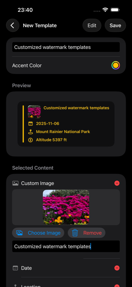 Sensnap watermark template editor